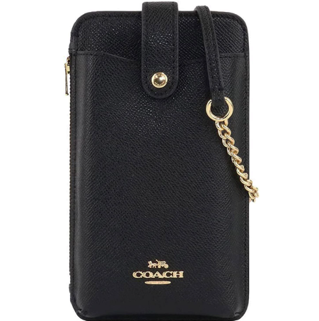 COACH LEATHER SMALL SLING BAG WITH PHONE POUCH BLACK