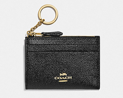 COACH CARD CASE CLASSIC DESIGN WITH LOGO AND ZIPPER BLACK