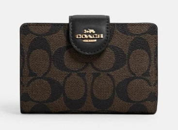 COACH SHORT WALLET CLASSIC LOGO WITH CLIP CLASSIC DARK BROWN