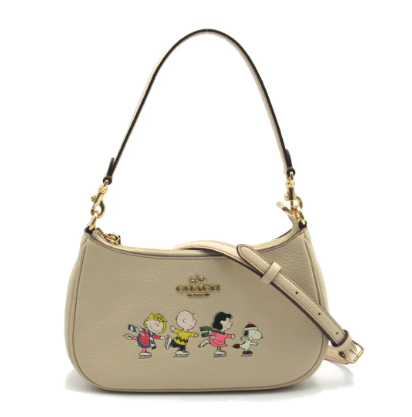 COACH LEATHER SLING BAG WITH SNOOPY PATTERN	WHITE