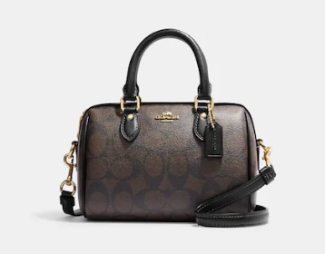 COACH MINI HANDBAG WITH CLASSIC LOGO CLASSIC DARK BROWN