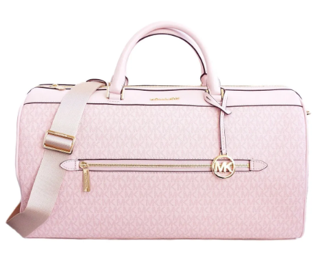 MICHAEL KORS XL PINK TRAVEL BAG WITH WORDS DESIGN