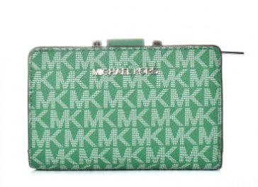 MICHAEL KORS GREEN SHORT WALLET WITH CLASSIC LOGO