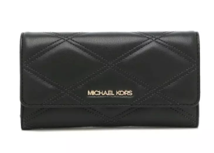 MICHAEL KORS LAMBSKIN LONG WALLET WITH FLAP