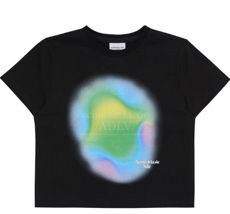 ADLV RAINBOW GRADATION ARTWORK CROP TOP SHORT SLEEVE T-SHIRT (BLACK, SIZE 1)