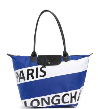 LONGCHAMP BLUE AND WHITE PARIS BAG