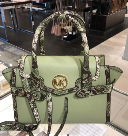 MICHAEL KORS LEATHER HAND AND SLING BAG WITH FLAP GREEN