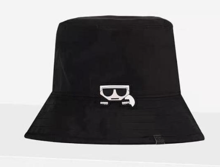 KARL LAGERFELD NYLON BUCKET HAT WITH CLASSIC LOGO