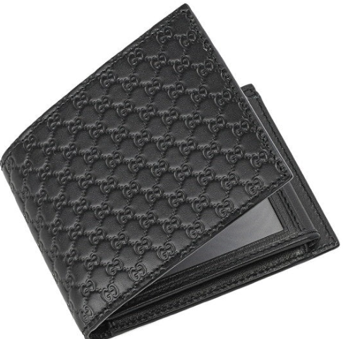 GUCCI MICROGUCCISSIMA SOFT/MARGAUX BI-FOLD WALLET WITH ID SLOT BLACK