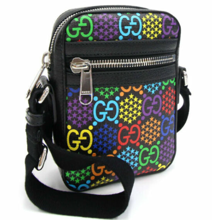 GUCCI RAINBOW LEATHER BLACK SMALL CROSSBODY BAG