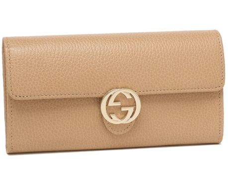 GUCCI INTERLOCK LONG WALLET WITH CLIP BEIGE