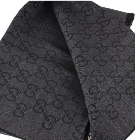GUCCI WOOL SILK SCARF 70X200CM DARK GREY