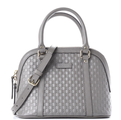 GUCCI MICRO GG MINI DOME CROSSBODY LEATHER BAG GREY