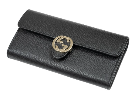 GUCCI INTERLOCK LONG WALLET WITH CLIP BLACK