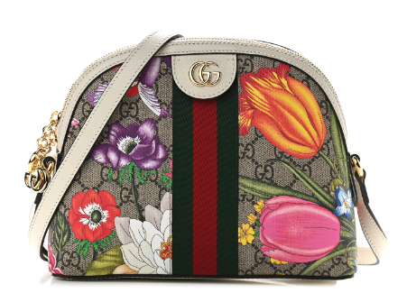GUCCI WHITE FLOWER HALFMOON SHAPE SLING BAG