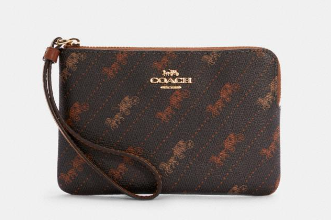 COACH CORNER ZIP WRISTLET HORSE AND CARRIAGE DOT PRINT C4466
