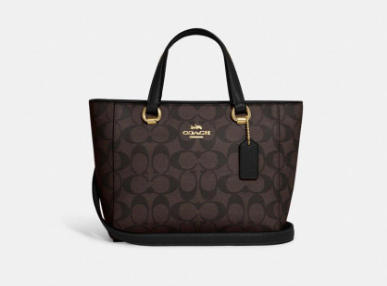 COACH SMALL HAND CARRY BAG WITH SLING CLASSIC DARK BROWN