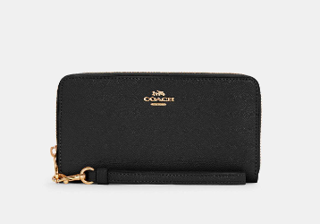 COACH LONG ZIP AROUND WALLET IN SIGNATURE CANVAS BLACK