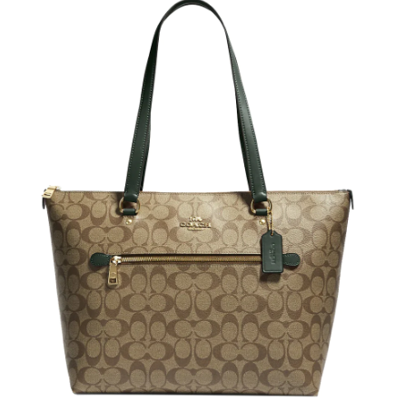 COACH TOTE BAG WITH ZIPPER AND CLASSIC DESIGN BROWN (BLACK STRAP)