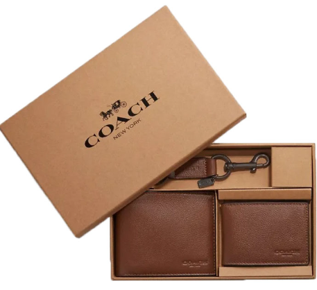 COACH XMAS WALLET SET BROWN