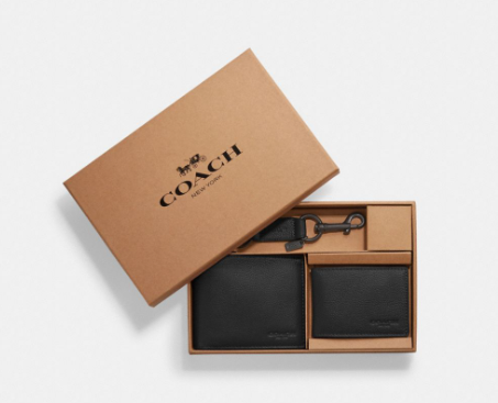 COACH XMAS WALLET SET BLACK