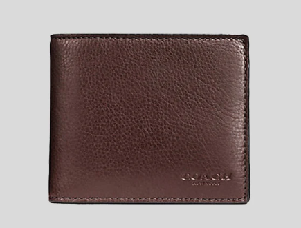 COACH MEN BROWN WALLET WITH ID SLOT