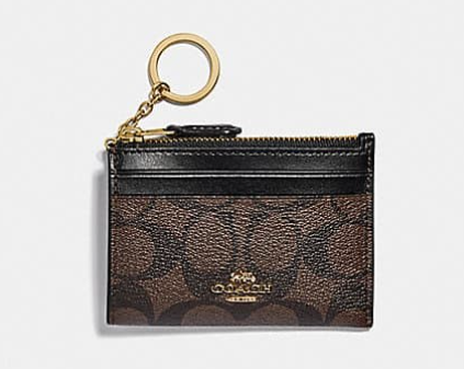 COACH CARDHOLDER WITH ZIPPER DARK BROWN