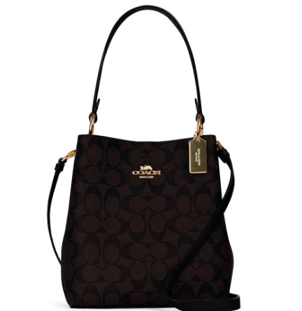 COACH LEATHER BUCKET BAG CLASSIC DARK BROWN