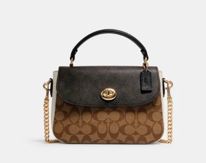 COACH WHITE AND CLASSIC SLING CHAIN BAG WITH HANDLE