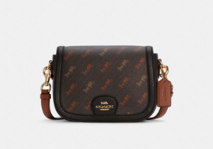 COACH SADDLE BAG WITH HORSE AND CARIAGE DOT PRINT