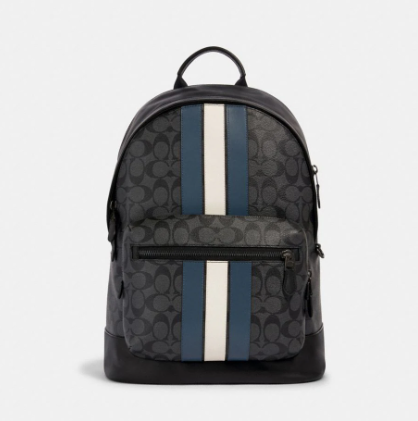 COACH FULL LEATHER BACKPACK WITH CLASSIC DESIGN BLACK BLUE