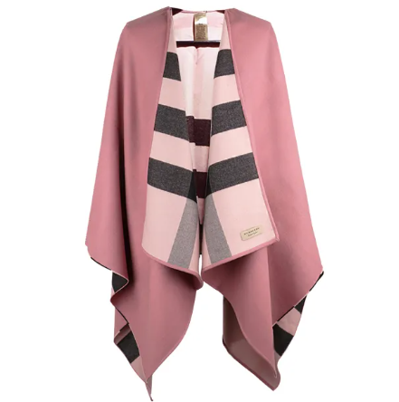 BURBERRY WOOL PlAIN PONCHO PINK