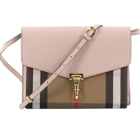 BURBERRY 39972051 LEATHER HOUSE CHECK SMALL CROSSBODY BAG PINK