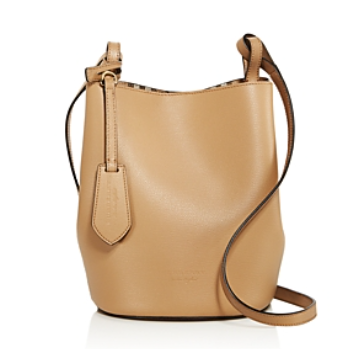 BURBERRY SMALL LORNE LEATHER BUCKET BAG BEIGE