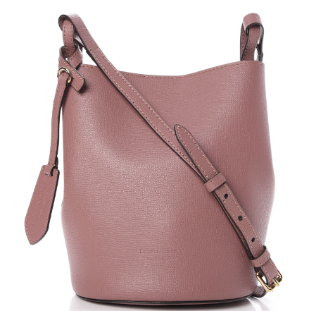 BURBERRY SMALL LORNE LEATHER BUCKET BAG PINK