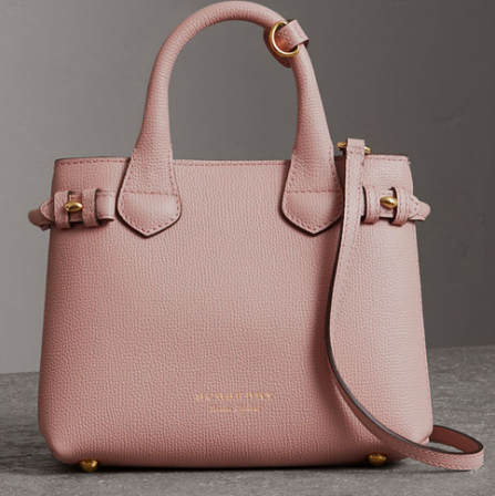 BURBERRY DERBY CALFSKIN HOUSE CHECK SMALL BANNER TOTE BAG PINK