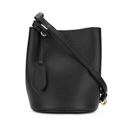 BURBERRY SMALL LORNE LEATHER BUCKET BAG BLACK