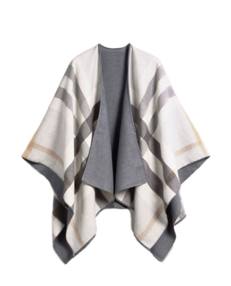 BURBERRY WOOL PlAIN PONCHO GREY