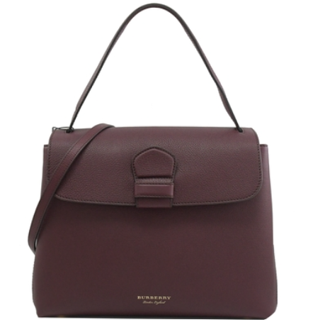 BURBERRY SMALL PLAIN COLOR HAND BAG WITH FLAP & BUCKLE