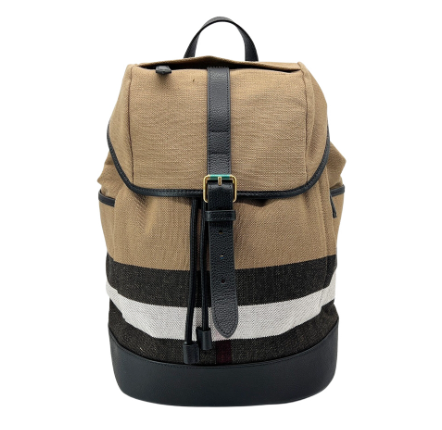 BURBERRY MEN CANVAS BACKPACK BEIGE/BLACK