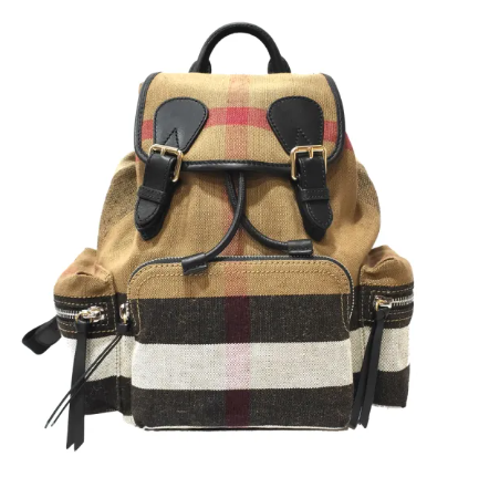 BURBERRY WOMAN MEDIUM PLAID CANVAS BACKPACK