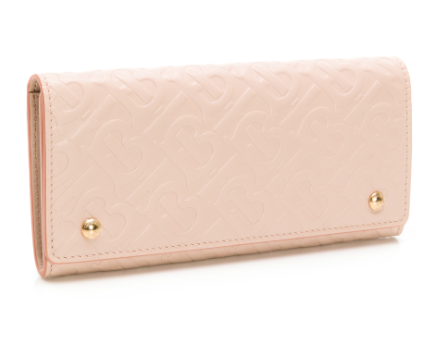 BURBERRY PINK TB LONG WALLET WITH GOLD