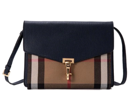 BURBERRY 39972051 LEATHER HOUSE CHECK SMALL CROSSBODY BAG BLACK