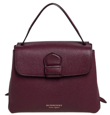 BURBERRY PLAIN COLOR HAND BAG WITH FLAP & BUCKLE