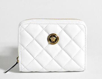 VERSACE LAMBSKIN SMALL CLIP WALLET WHITE