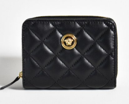 VERSACE LAMBSKIN SMALL CLIP WALLET BLACK