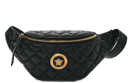 VERSACE LAMBSKIN BUMBAG GOLD LOGO