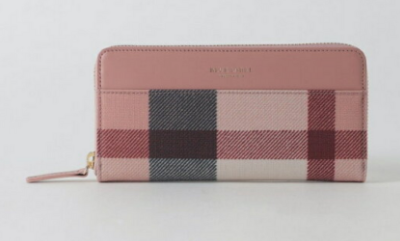 BLUE LABEL PVC LONG WALLET WITH PALID PATTERN PINK