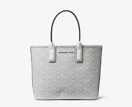MICHAEL KORS WHITE JODIE JACQUARD TOTE BAG