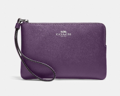 COACH LEATHER CORNER ZIP WRISTLET F8032